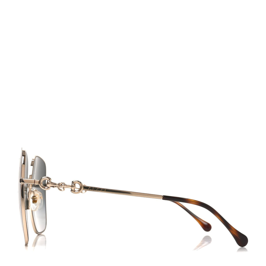 Gucci Metal Horsebit Square Sunglasses GG0879S Gold