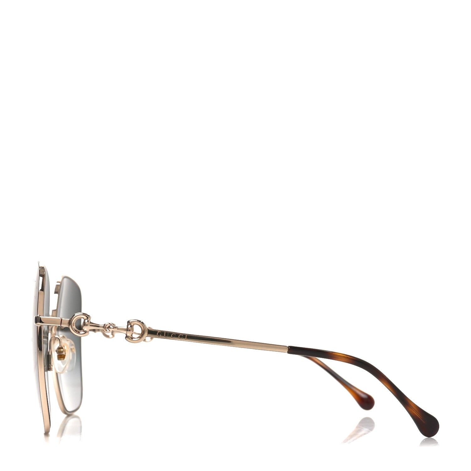 Gucci Metal Horsebit Square Sunglasses GG0879S Gold