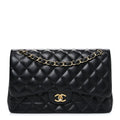 Chanel Lambskin Quilted Jumbo Double Flap Black