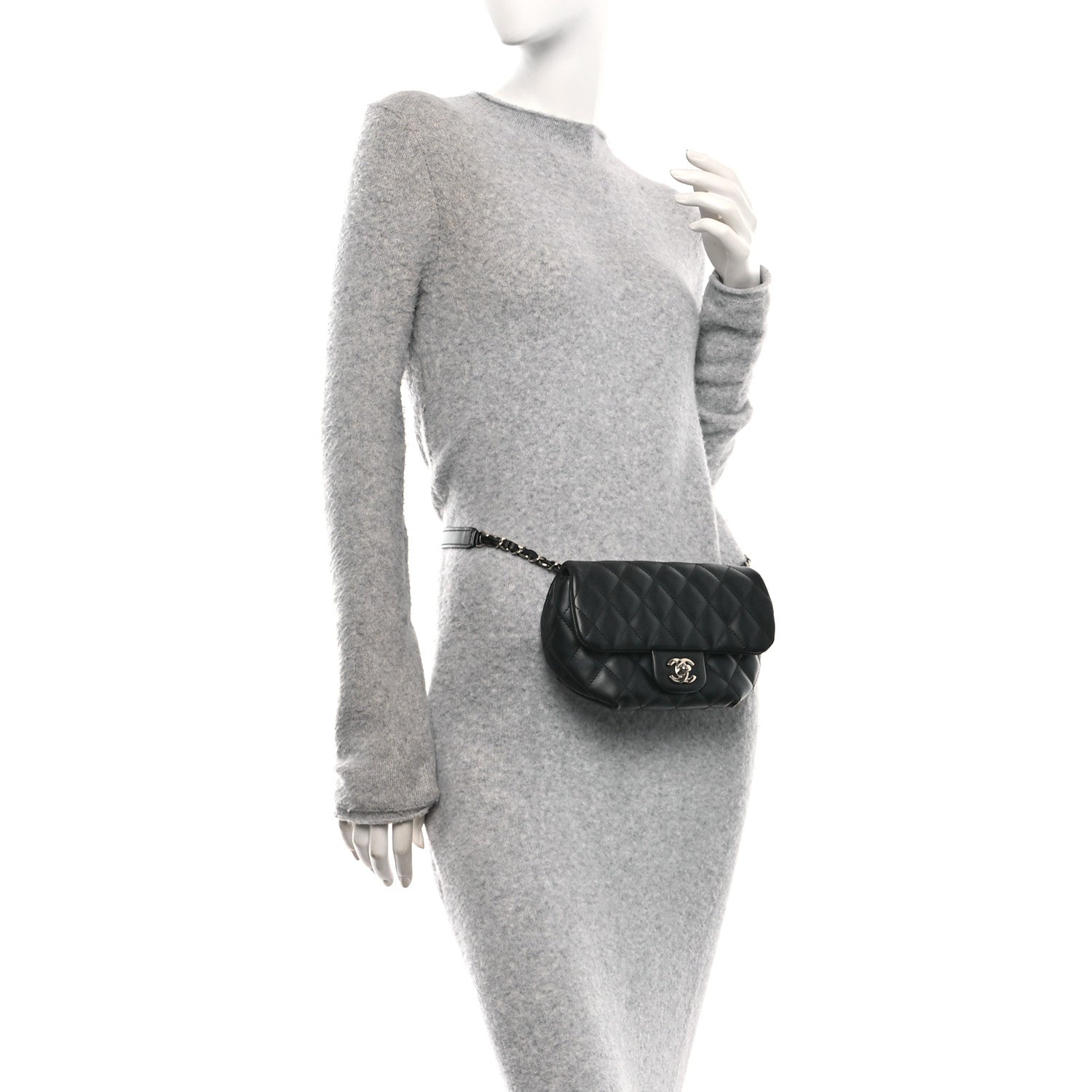 Chanel Calfskin Quilted CC Uniform Flap Belt Bag Black