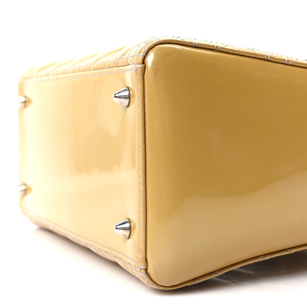 Christian Dior Patent Cannage Medium Lady Dior Beige