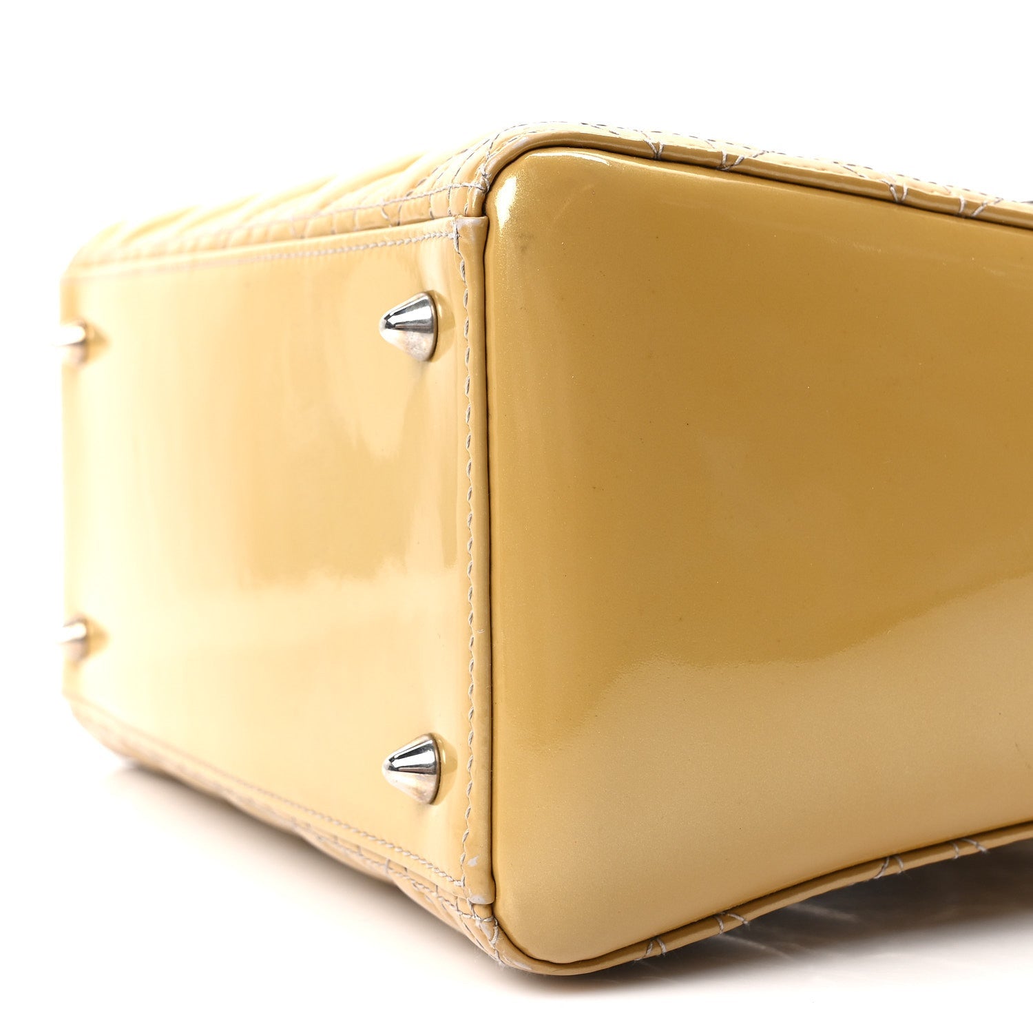 Christian Dior Patent Cannage Medium Lady Dior Beige