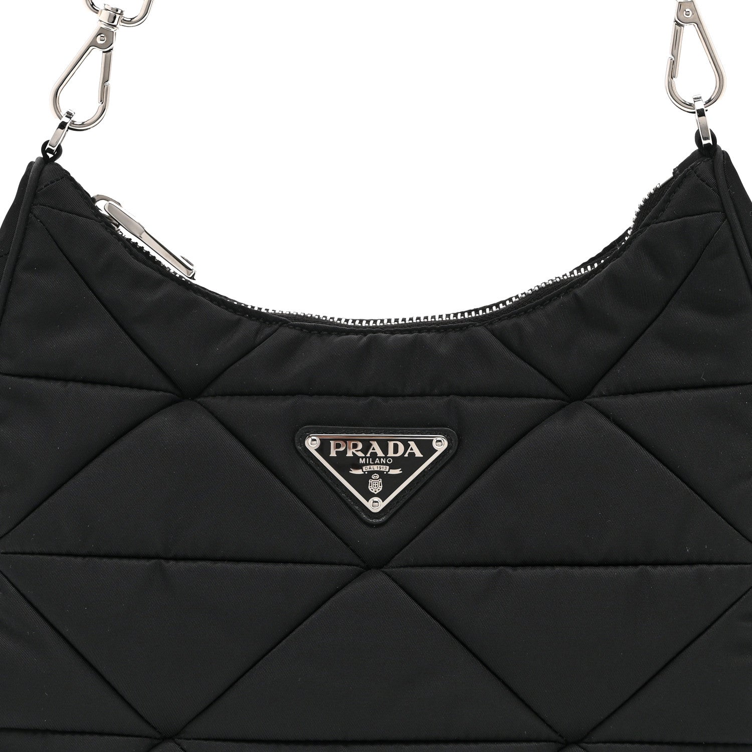 Prada Re-Nylon Triangle Padded Patchwork Shoulder Bag Black
