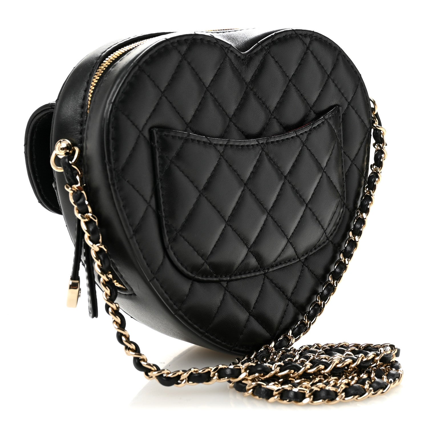 Chanel Lambskin Quilted CC In Love Heart Bag Black