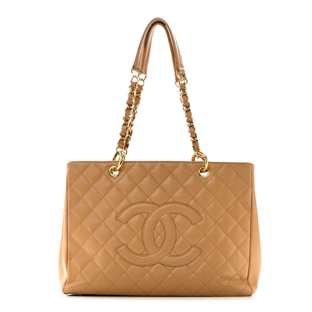 Chanel Caviar Quilted Grand Shopping Tote GST Dark Beige