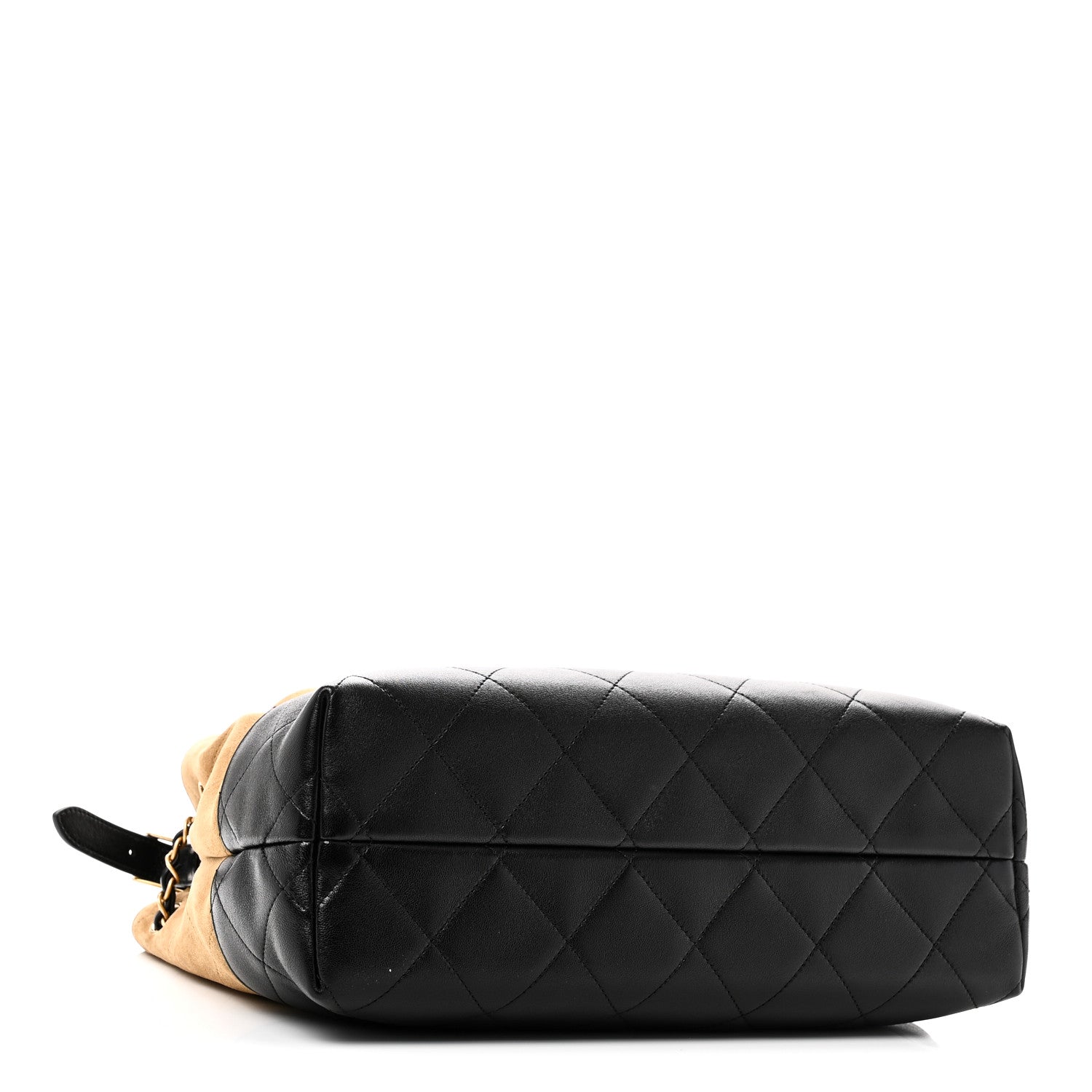 Chanel Suede Calfskin Shiny Lambskin Quilted Small Coco Base Shopping Bag Beige Black