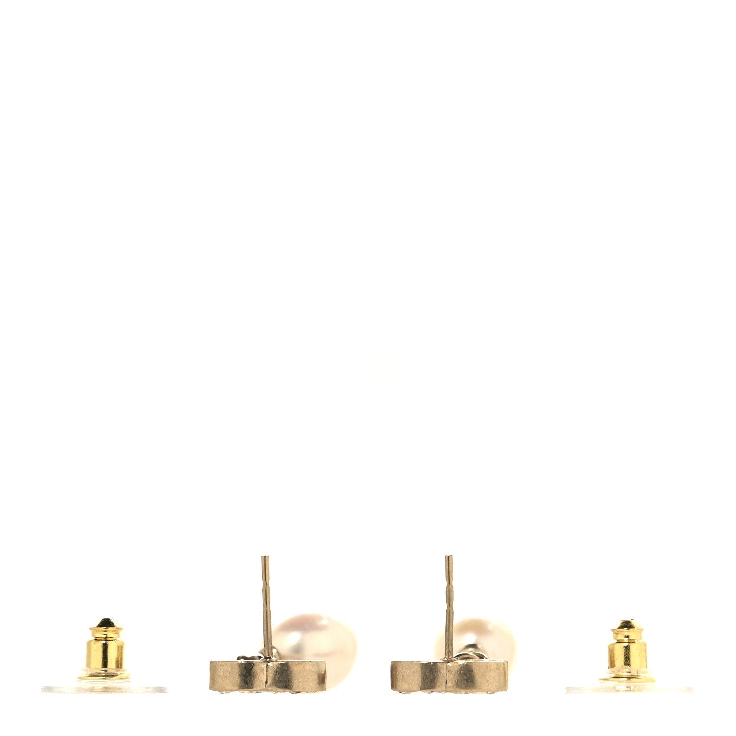 Crystal Pearl CC Drop Earrings Gold