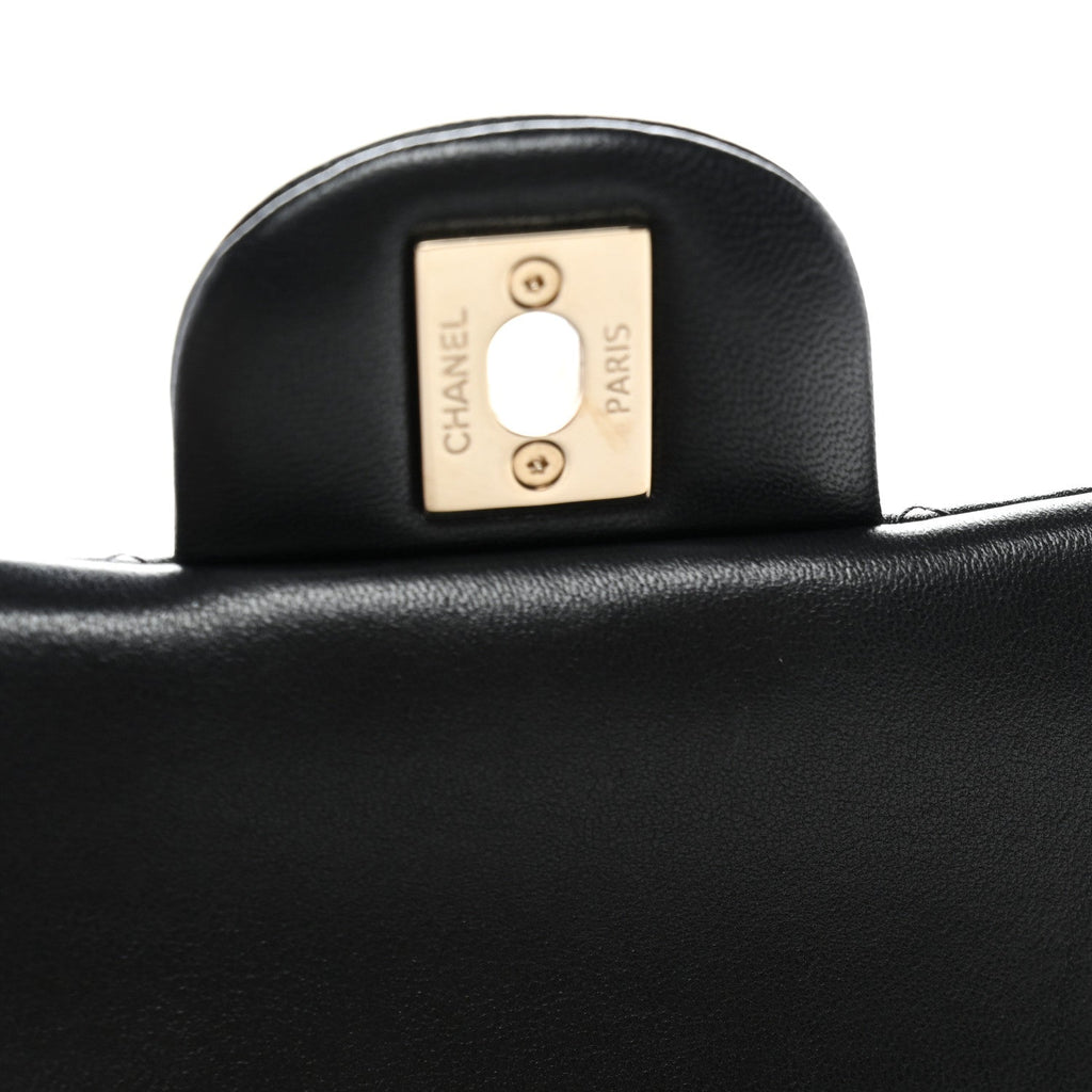 Chanel Lambskin Quilted Mini Rectangular Flap Black