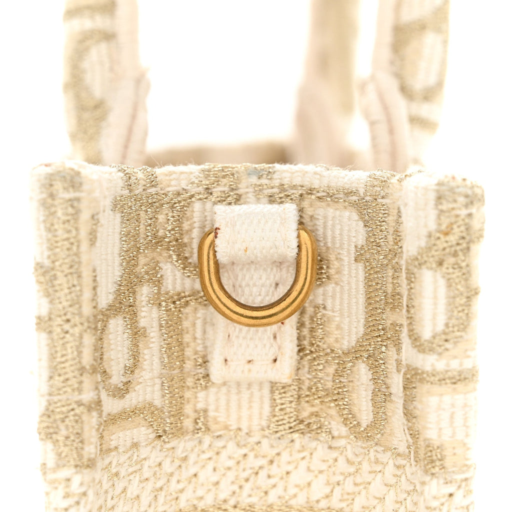Christian Dior Oblique Mini Book Tote With Strap Gold Multicolor