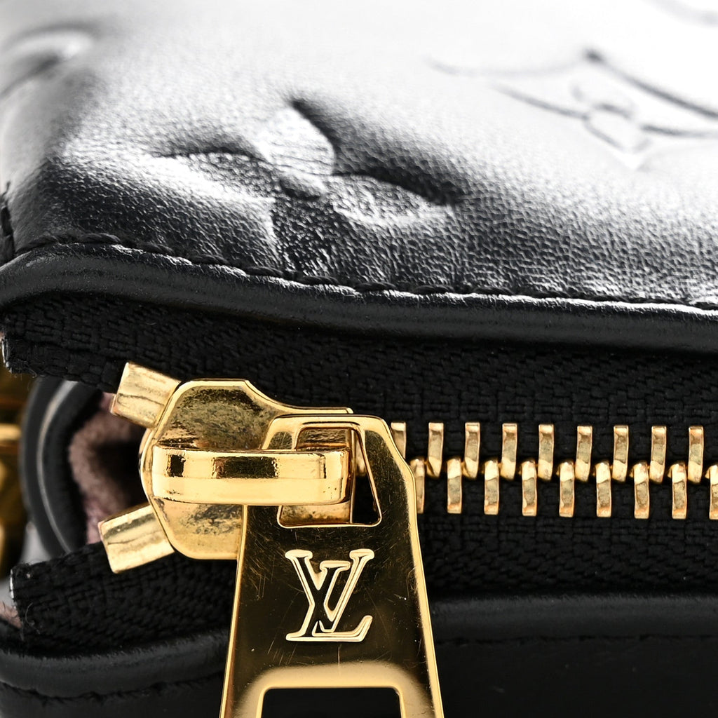 Louis Vuitton Lambskin Embossed Monogram Coussin PM Black