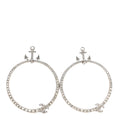 Crystal Anchor CC Hoop Earrings Silver