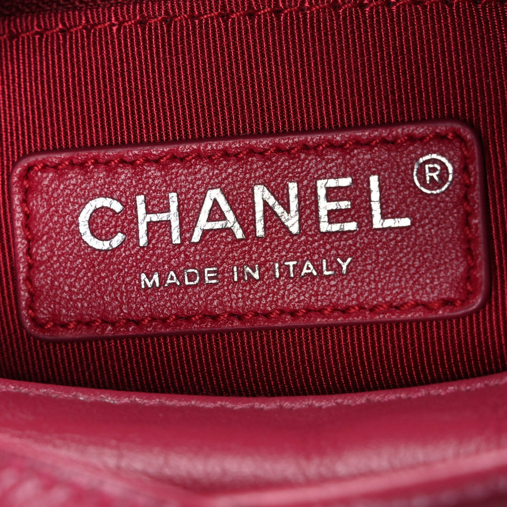 Chanel Aged Calfskin Chevron Quilted Small Gabrielle Hobo Dark Pink