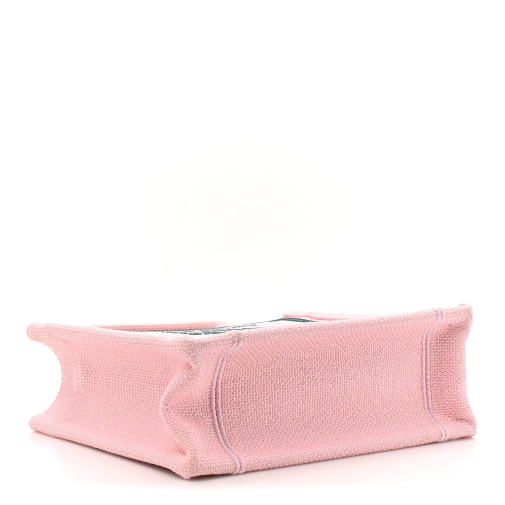 Christian Dior Canvas Embroidered Book Cover Mini Book Tote Pink Green