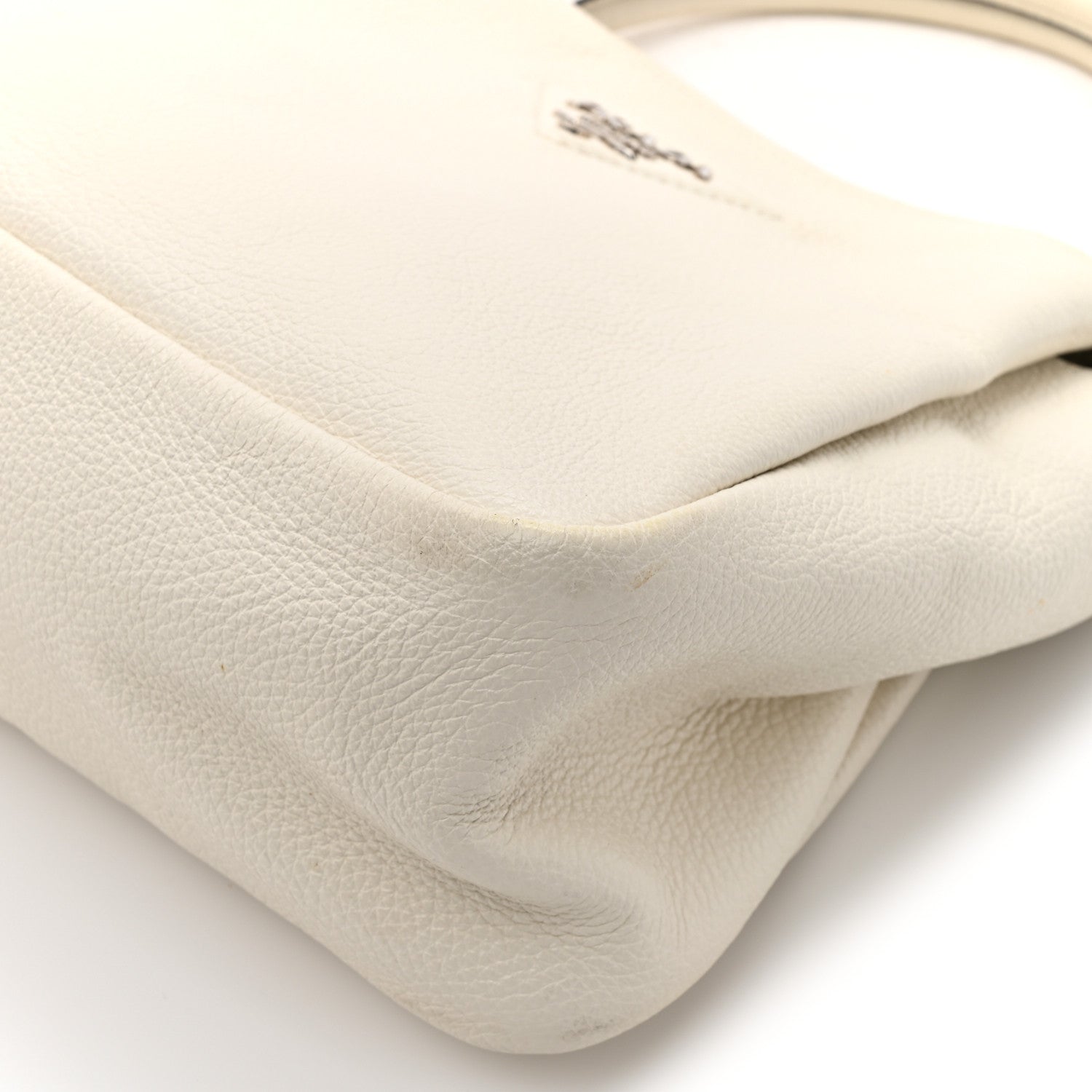 Prada Vitello Daino Soft Medium Zippered Top Handle Bag White