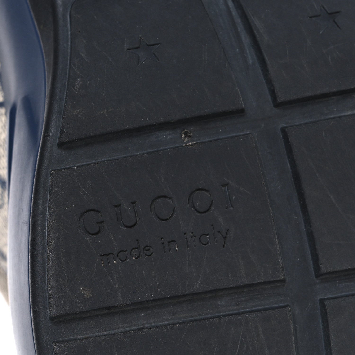Gucci GG Supreme Monogram Mens Rhyton Sneakers 8.5 Beige Black Blue