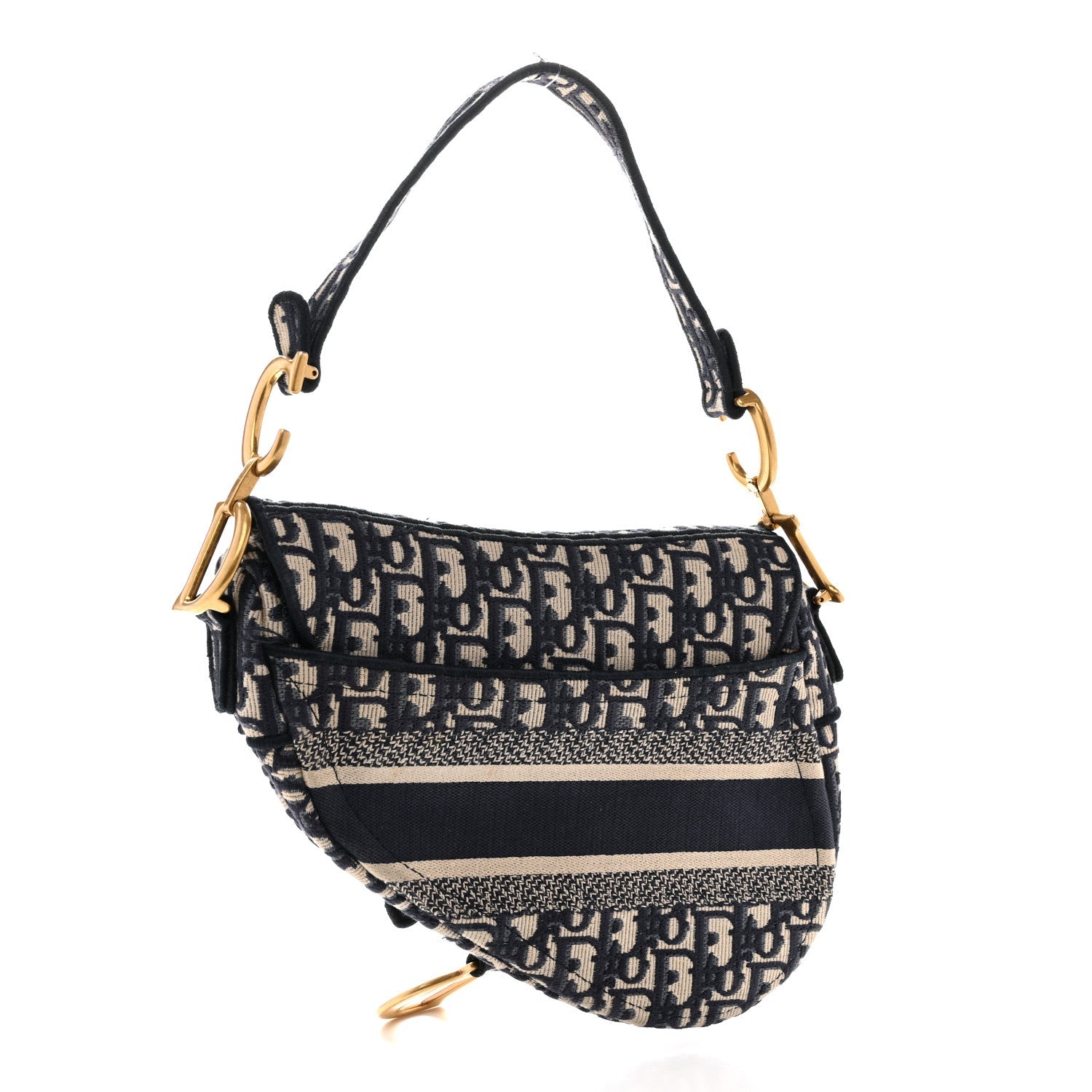 Christian Dior Oblique Embroidered Saddle Bag Blue