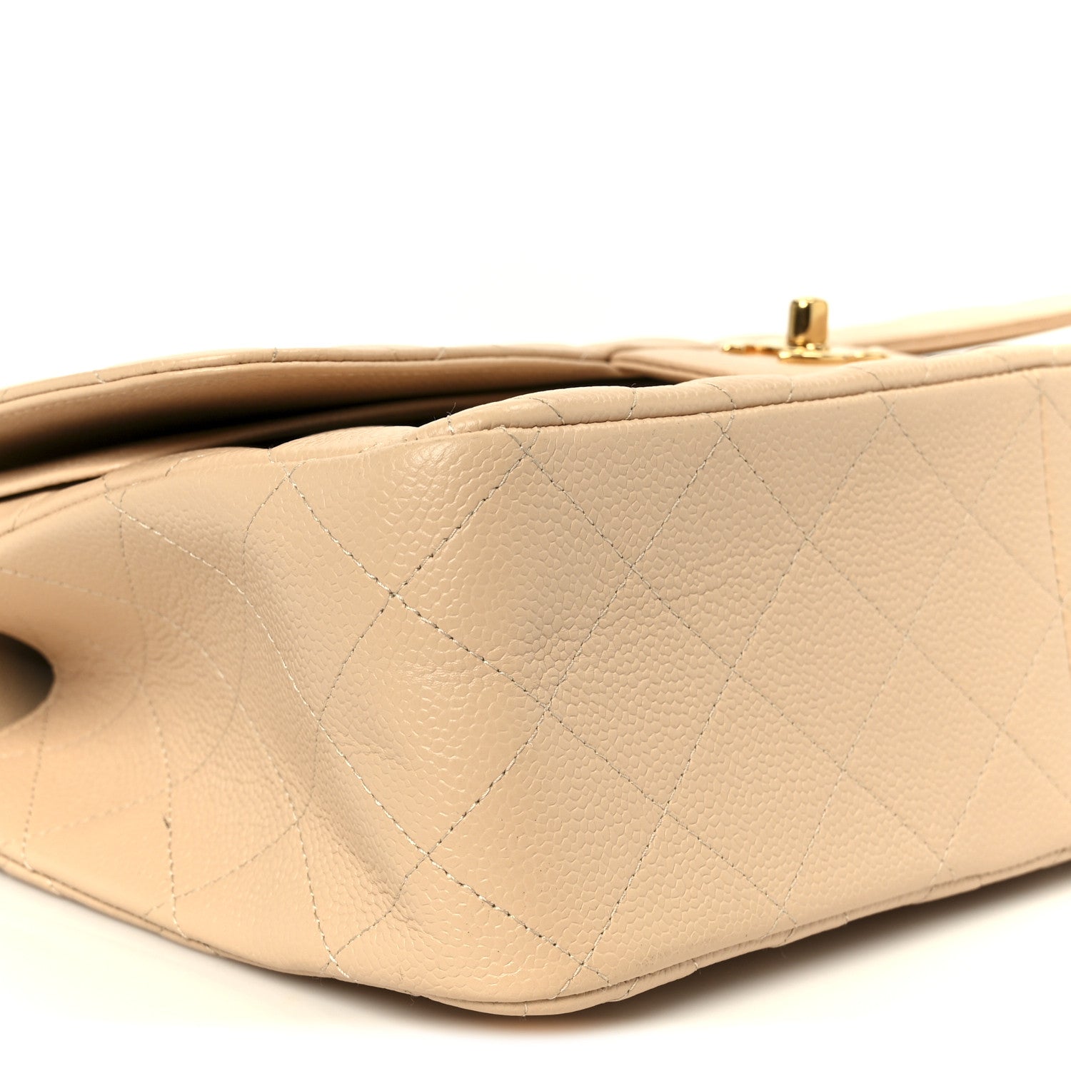 Chanel Caviar Quilted Jumbo Double Flap Beige