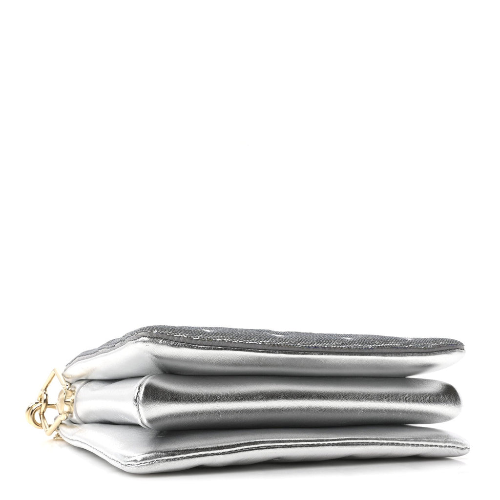 Louis Vuitton Satin Sequin Embroidered Monogram Coussin BB Silver