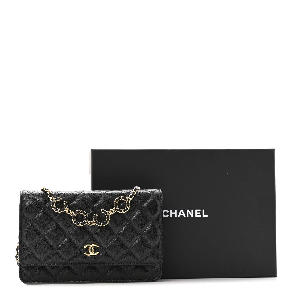 Chanel Caviar Quilted Miss Coco Wallet On Chain WOC Black