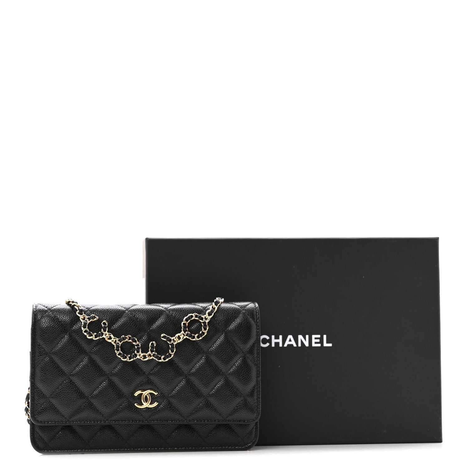 Chanel Caviar Quilted Miss Coco Wallet On Chain WOC Black