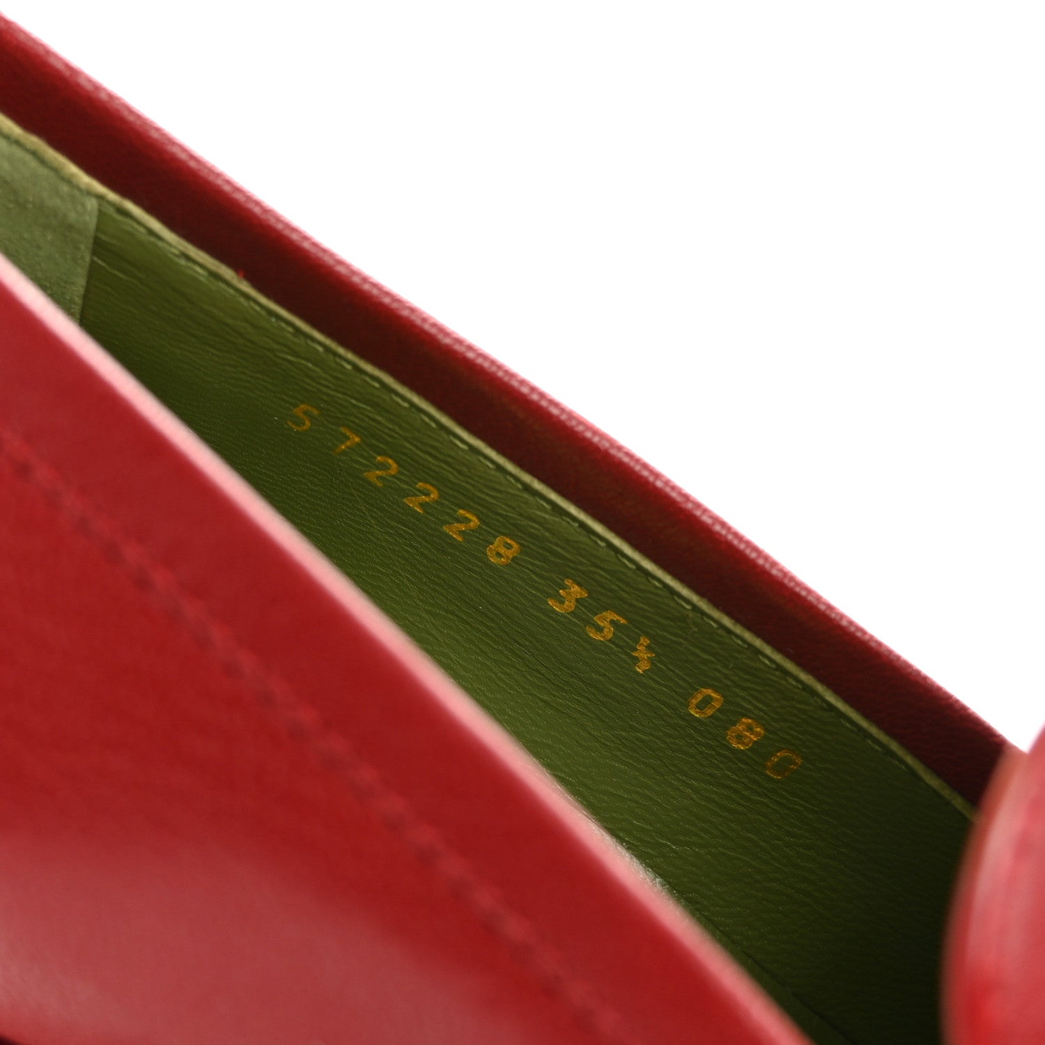 Gucci Goatskin Houdan Mid Heel Platform Loafers 35.5 Hibiscus Red