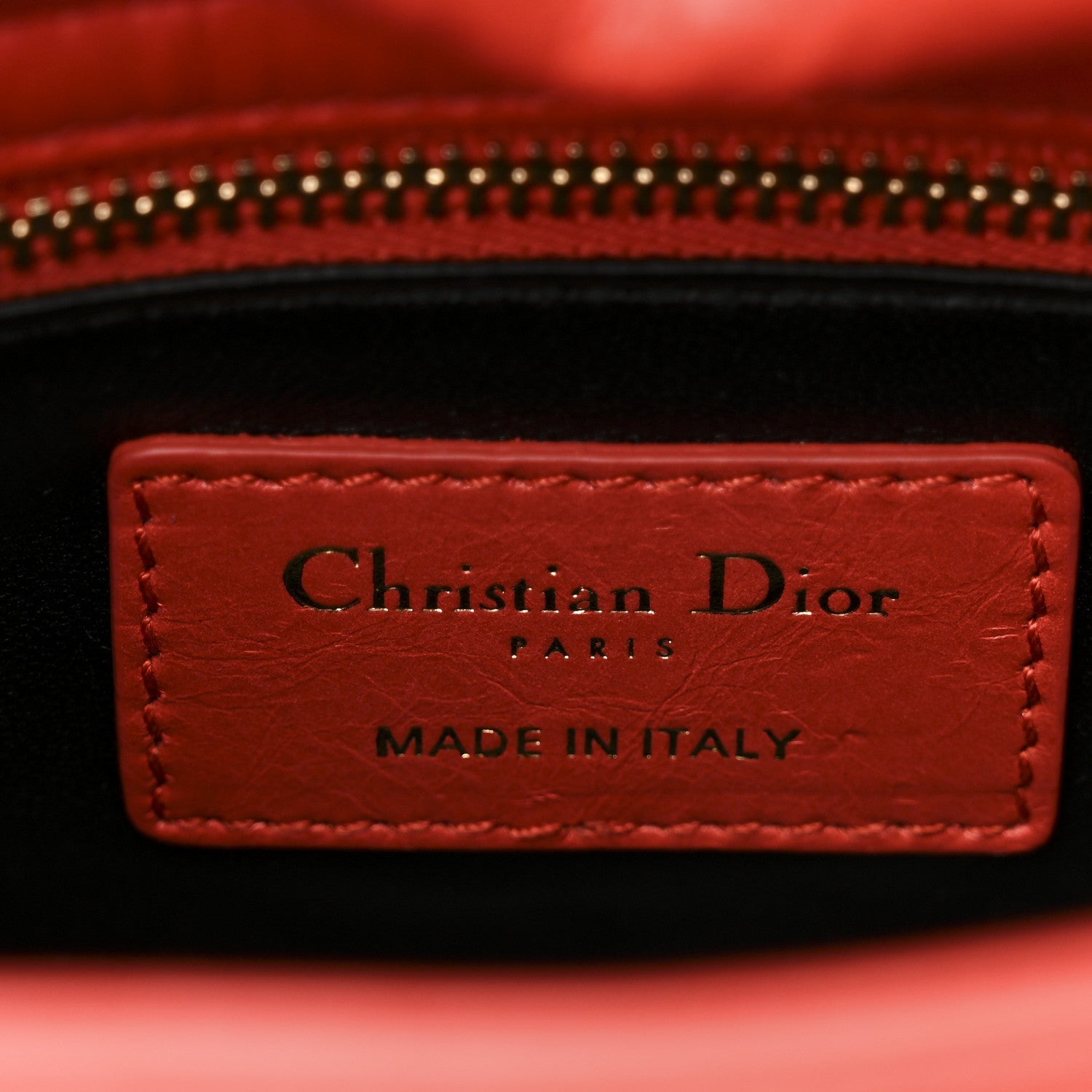 Christian Dior Calfskin Beaded Mini Lady Dior Rouge Multicolor