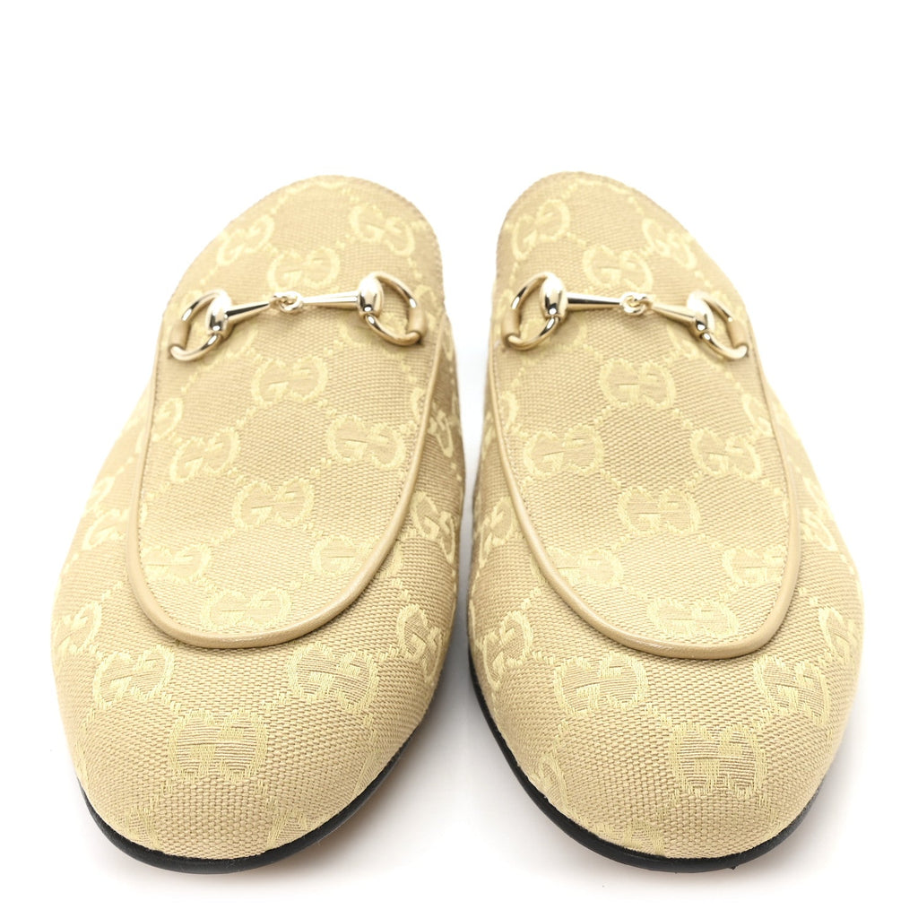 Gucci GG Monogram Canvas Womens Princetown Slippers 40.5 Egypt Salt