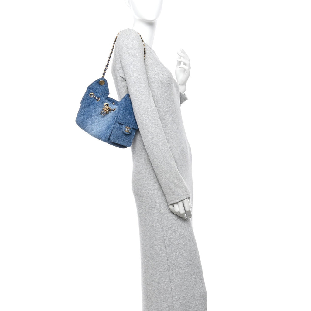 Chanel Washed Denim Quilted Mini Chanel 25 Handbag Blue