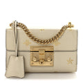 Gucci Grained Calfskin Bee Star Small Padlock Shoulder Bag White