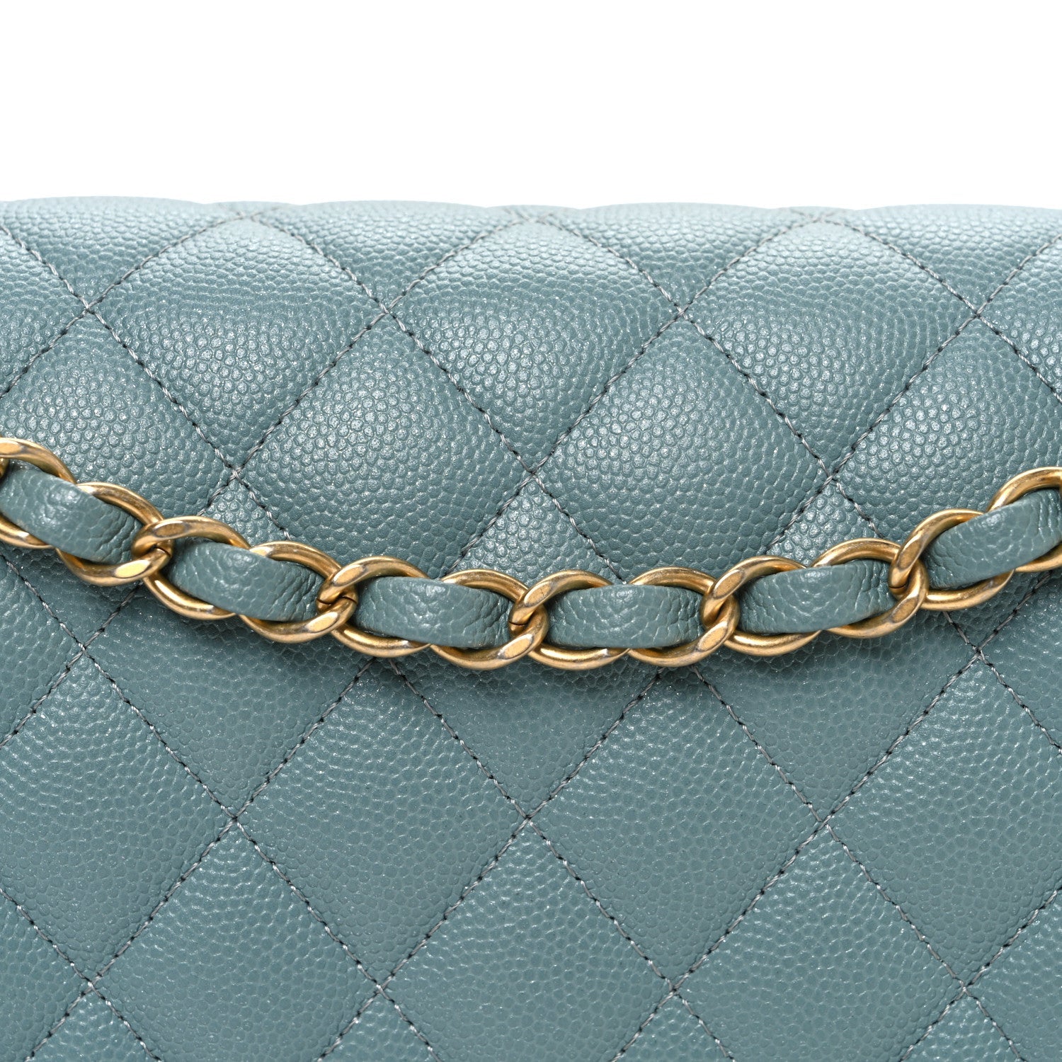 Chanel Iridescent Caviar Quilted Medium Double Flap Light Blue