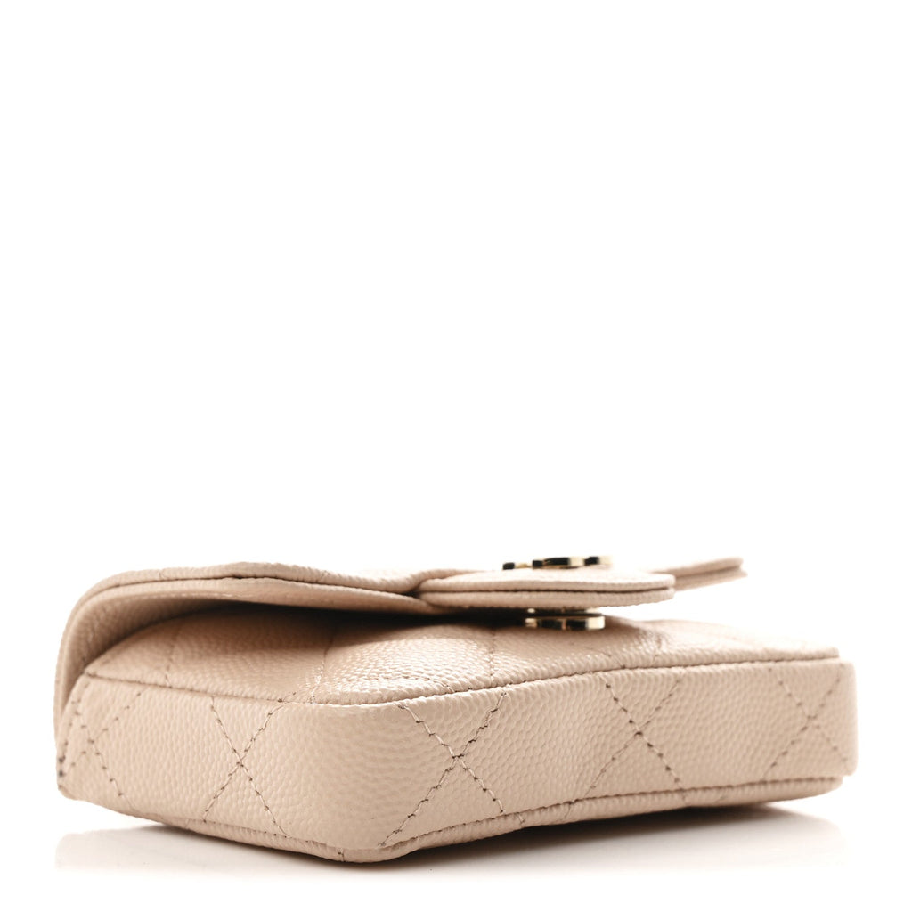 Chanel Caviar Quilted Mini Chain Belt Bag Light Beige