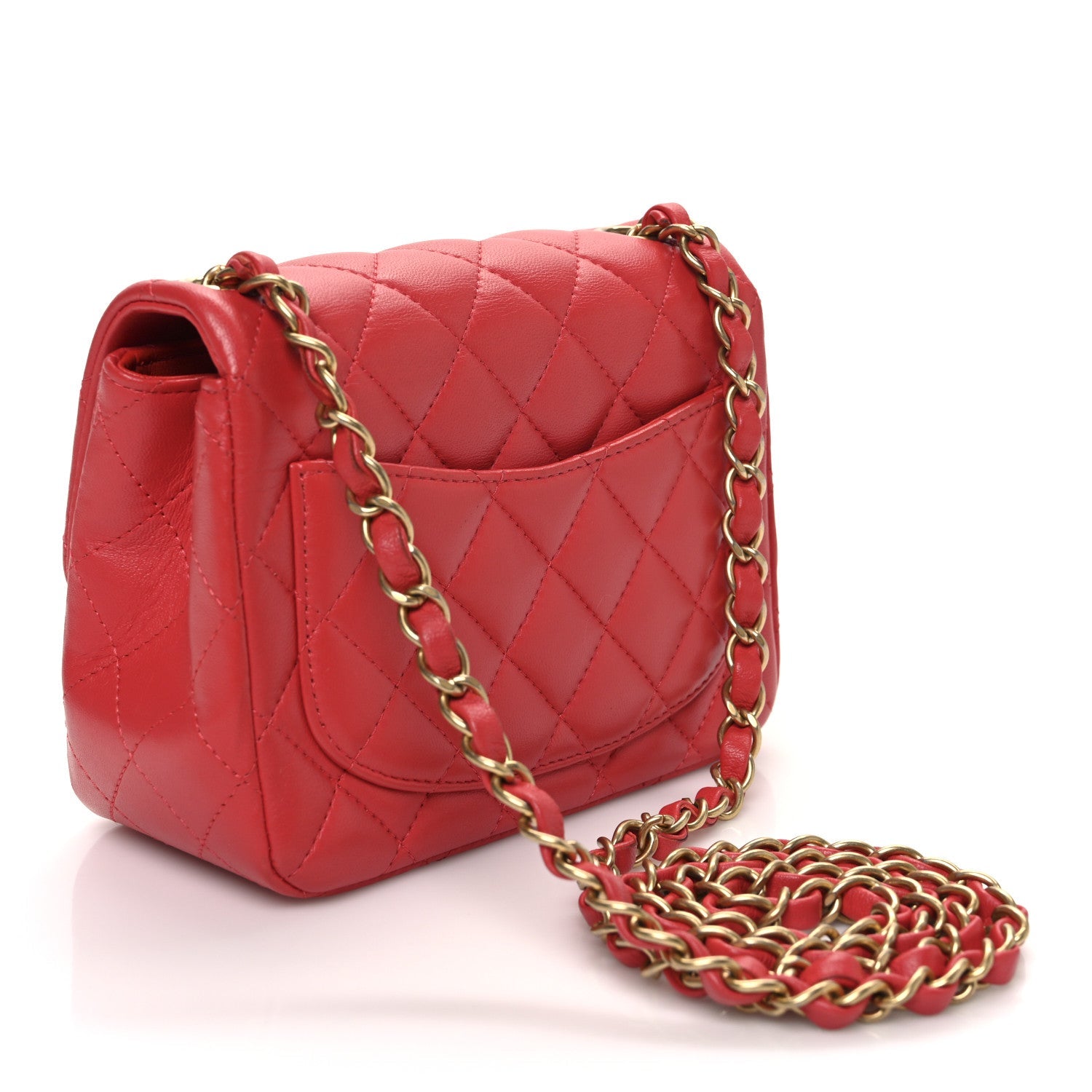 Chanel Lambskin Quilted Mini Square Flap Red