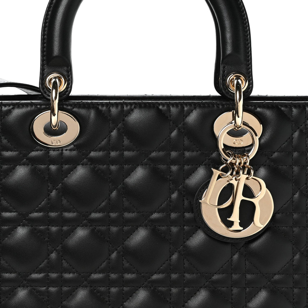 Christian Dior Lambskin Cannage Large Lady Dior Black