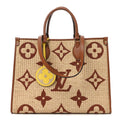 Louis Vuitton Raffia Calfskin Monogram Giant Onthego MM Tan