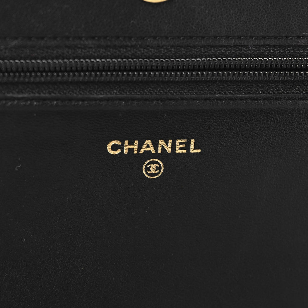 Chanel Lambskin Chevron Boy Wallet On Chain WOC Black