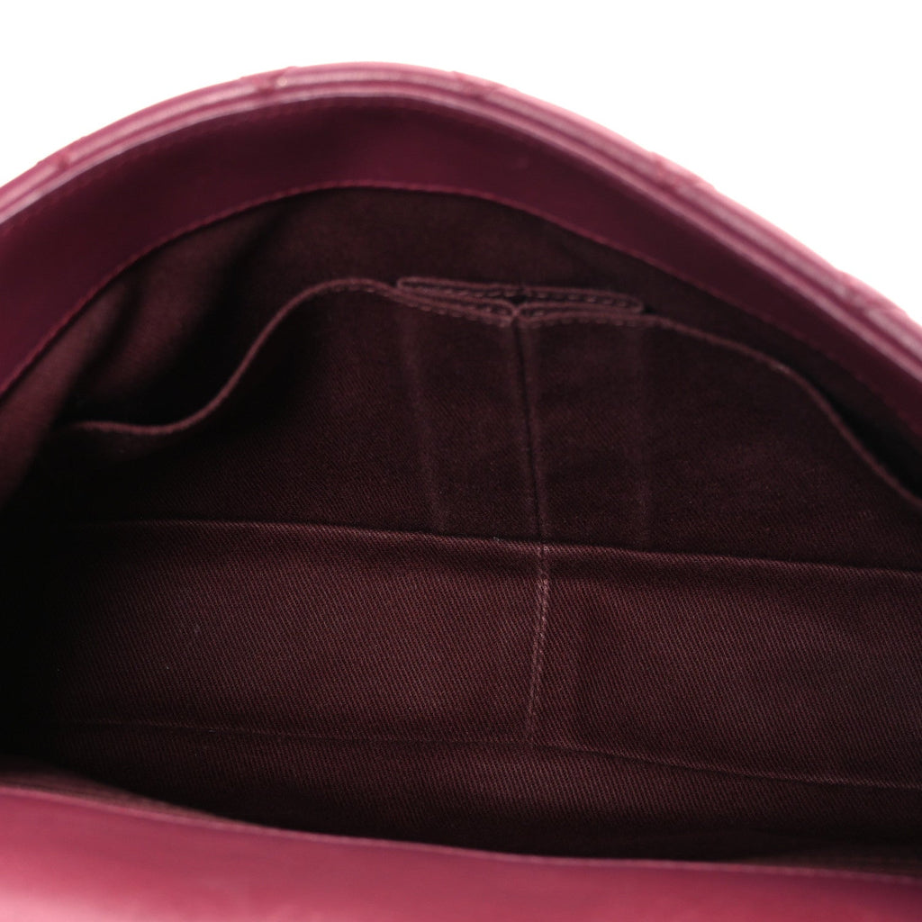 Chanel Lambskin Quilted Medium Tri-Color Flap Burgundy Dark Pink