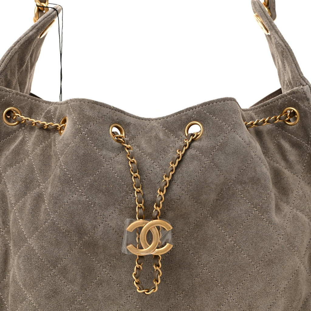 Chanel Suede Quilted Medium Chanel 25 Handbag Grey