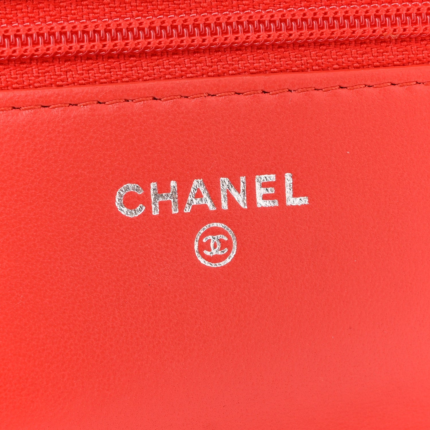 Chanel Lambskin Quilted Boy Wallet On Chain WOC Red