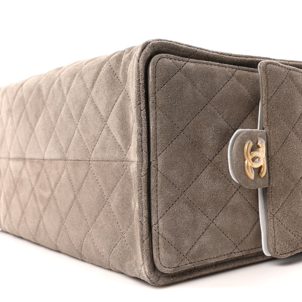 Chanel Suede Quilted Medium Chanel 25 Handbag Dark Grey