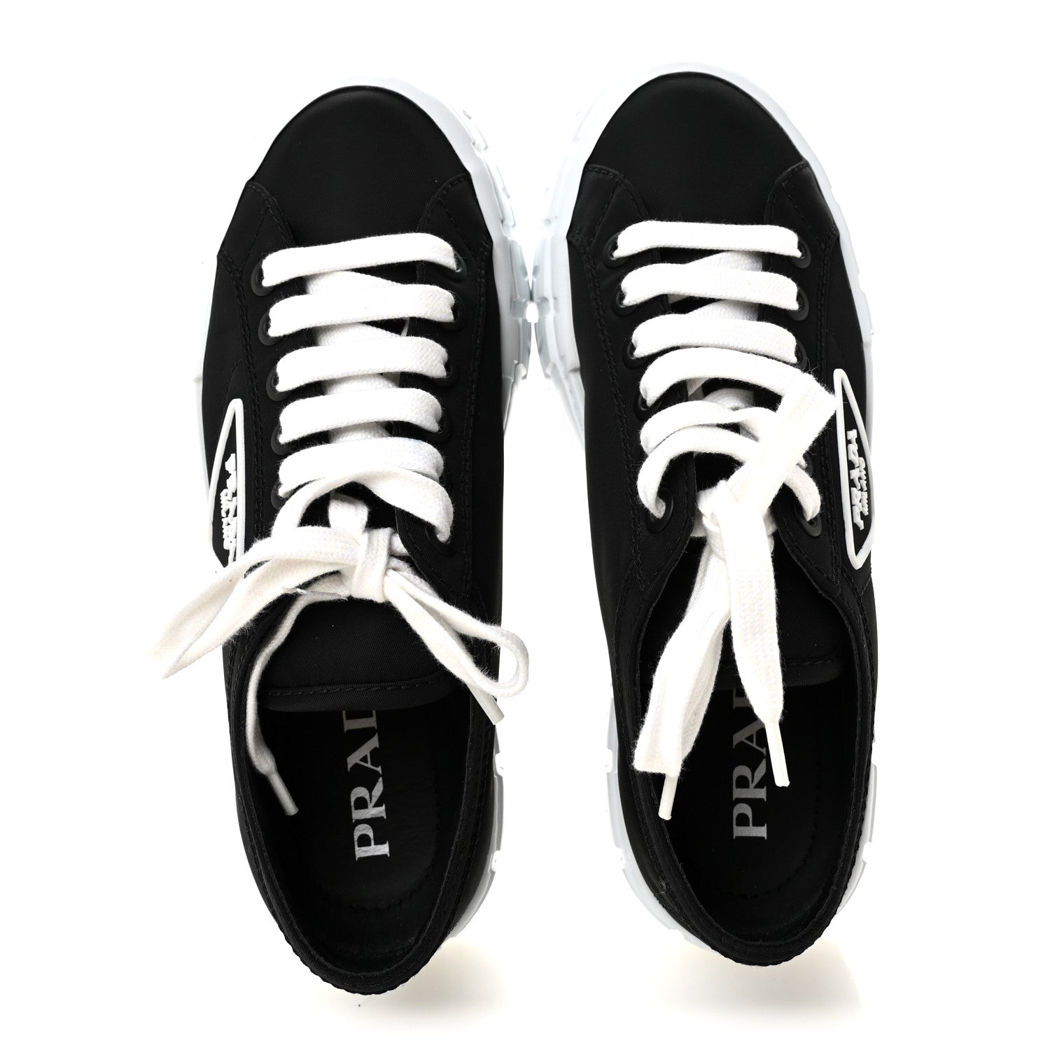 Prada Re-Nylon Gabardine Triangle Logo Double Wheel 50mm Sneakers 38 Black