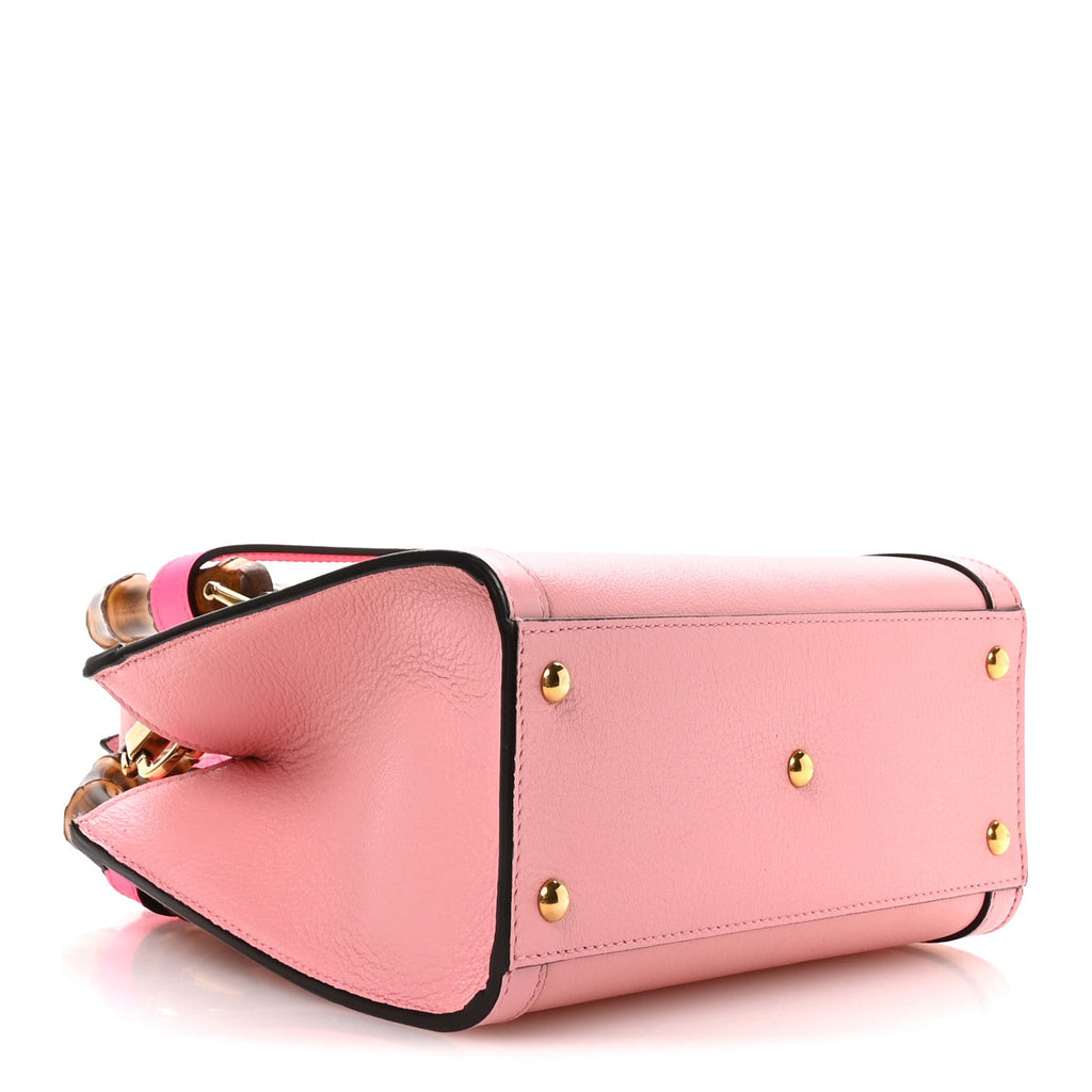 Gucci Wonka Grain Calfskin Mini Diana Tote Bag Wild Rose Fuxia Fluo