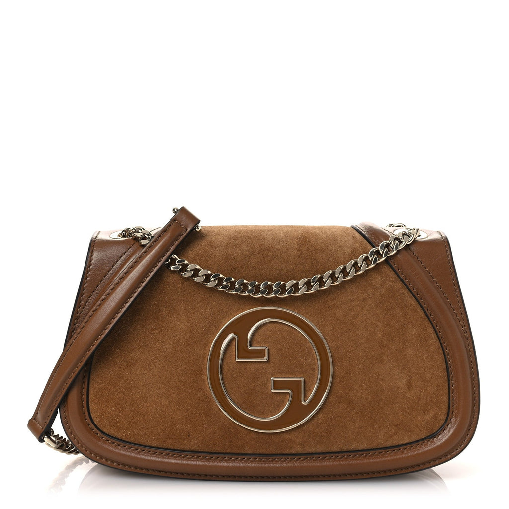 Gucci Suede Calfskin Blondie Medium Shoulder Bag Light Brown
