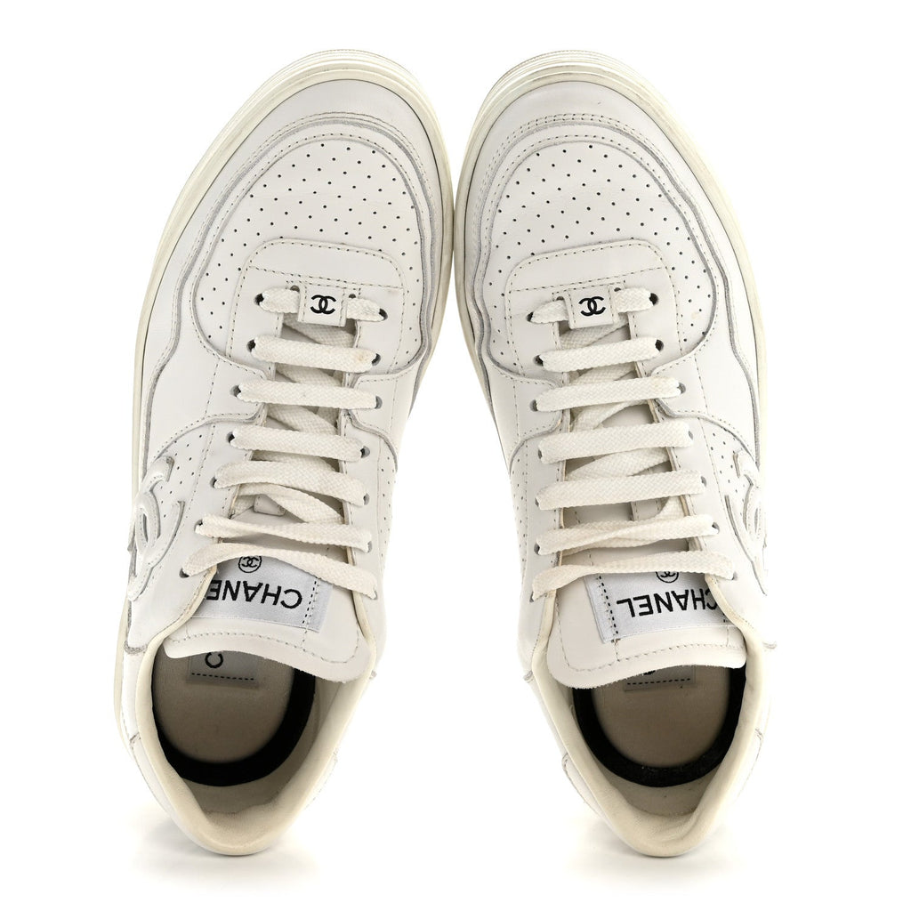 Calfskin CC Womens Sneakers 38 White