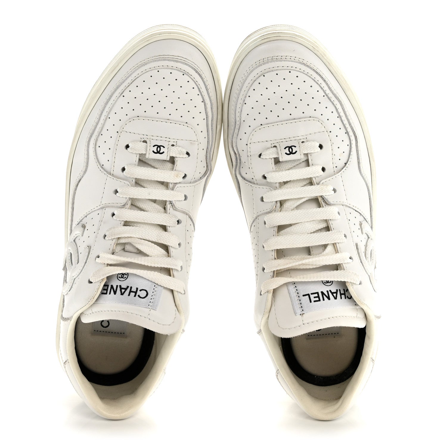 Calfskin CC Womens Sneakers 38 White