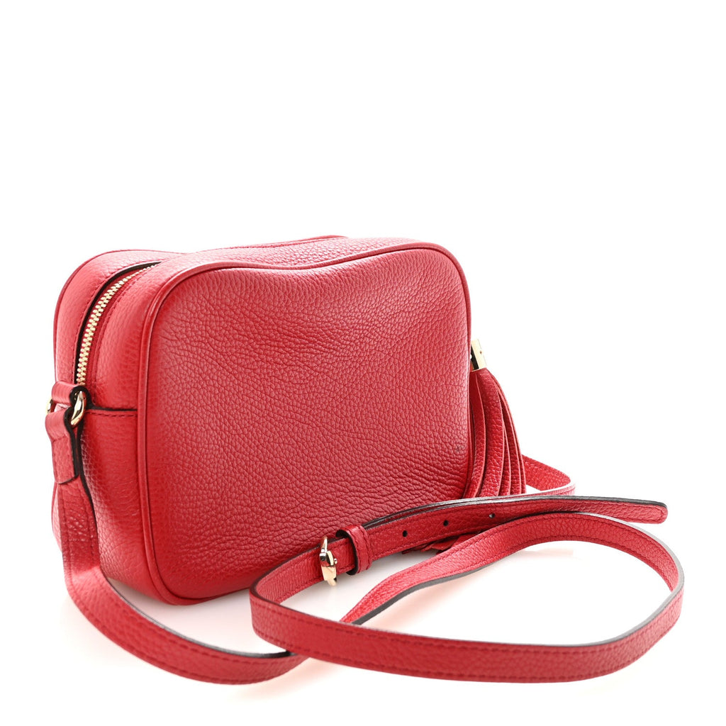 Gucci Pebbled Calfskin Small Soho Disco Bag Tabasco Red