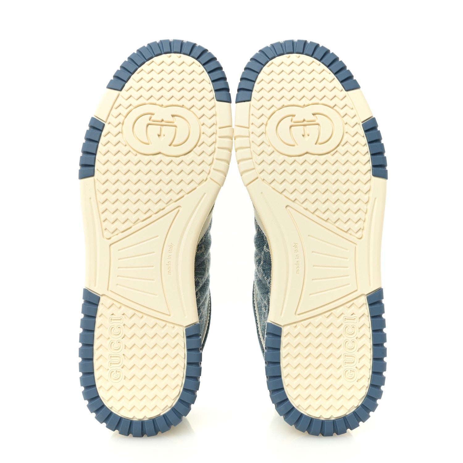 Gucci New Denim Delave GG Monogram Womens Re-Web Sneakers 40 Light Blue Royale