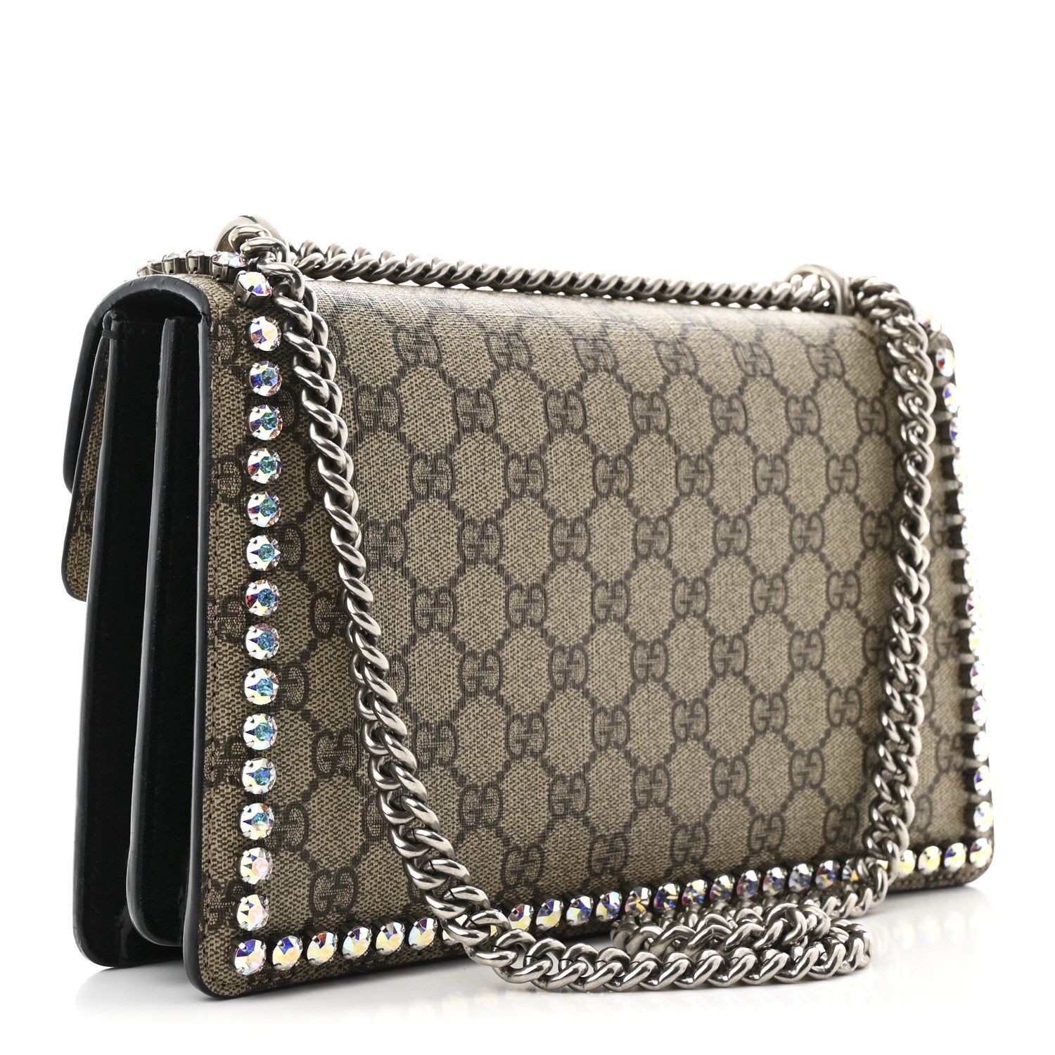 Gucci GG Supreme Monogram Crystal Small Dionysus Shoulder Bag Black