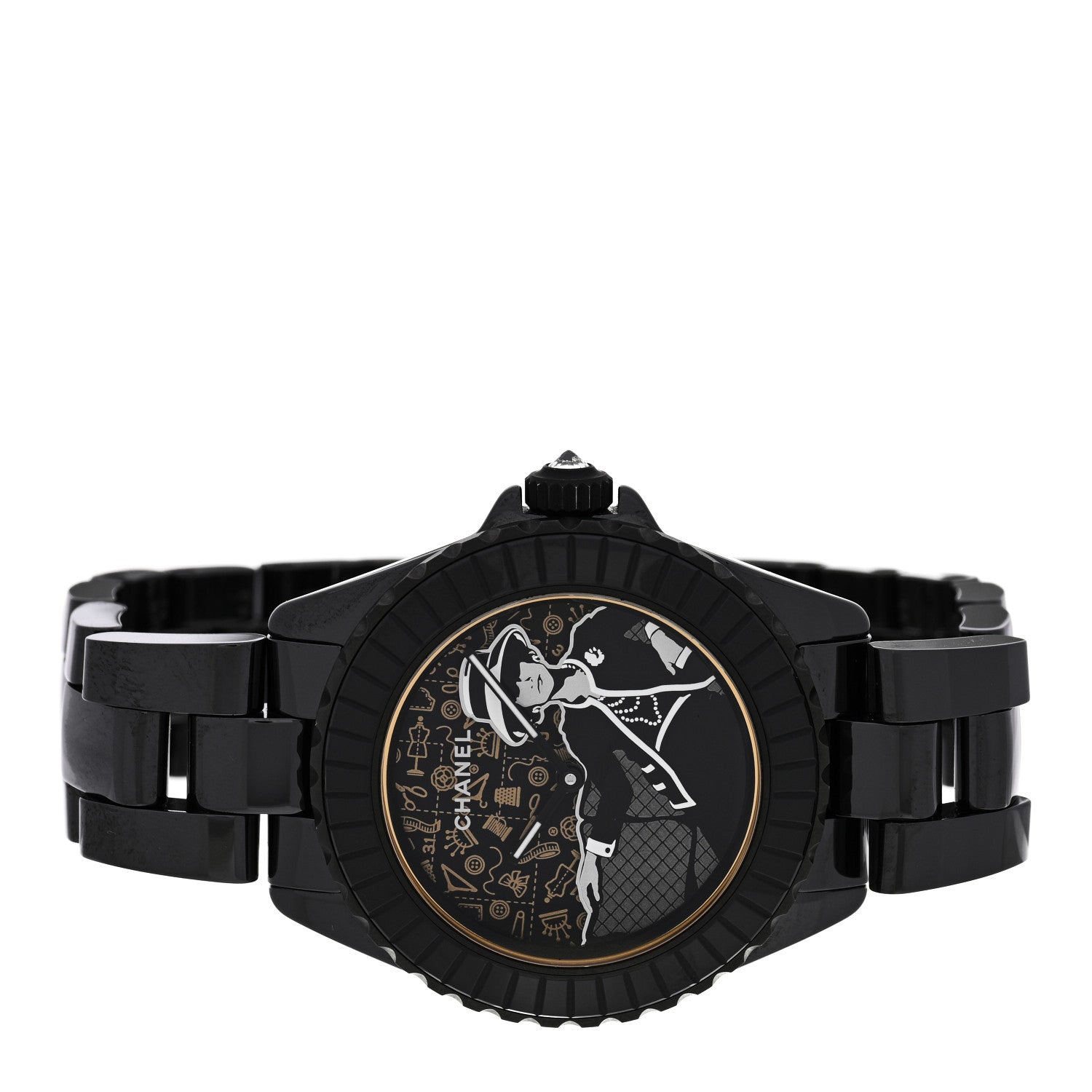 Chanel Stainless Steel Ceramic 38mm J12 Limited Edition Mademoiselle Couture Automatic Watch Black