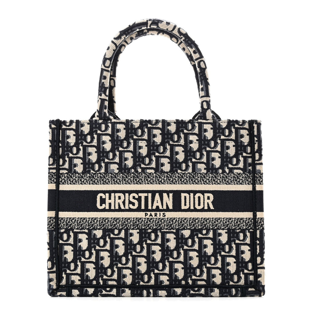 Christian Dior Oblique Small Book Tote Blue Multicolor