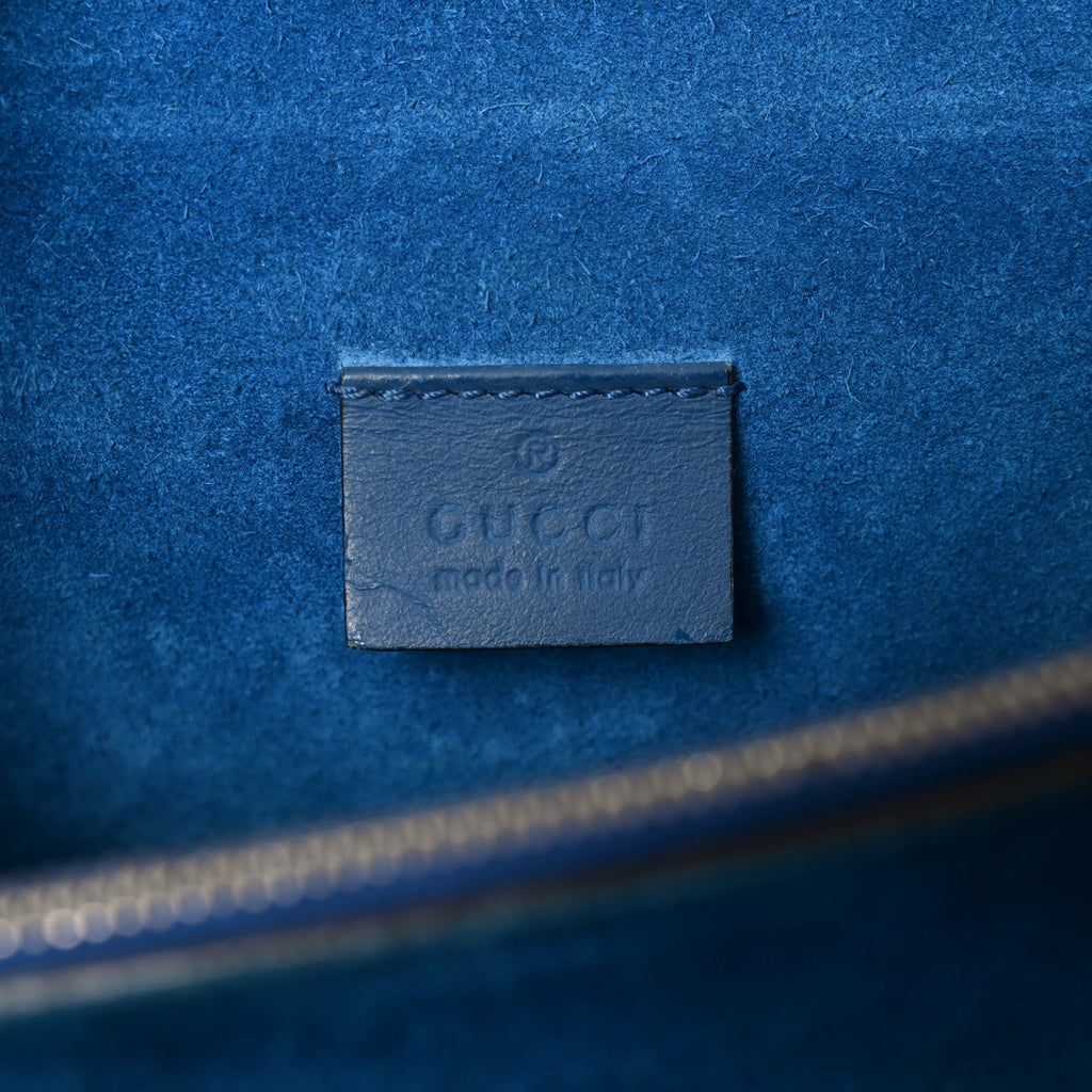 Gucci GG Supreme Monogram Blooms Small Dionysus Shoulder Bag Beige Navy Vintage Blue